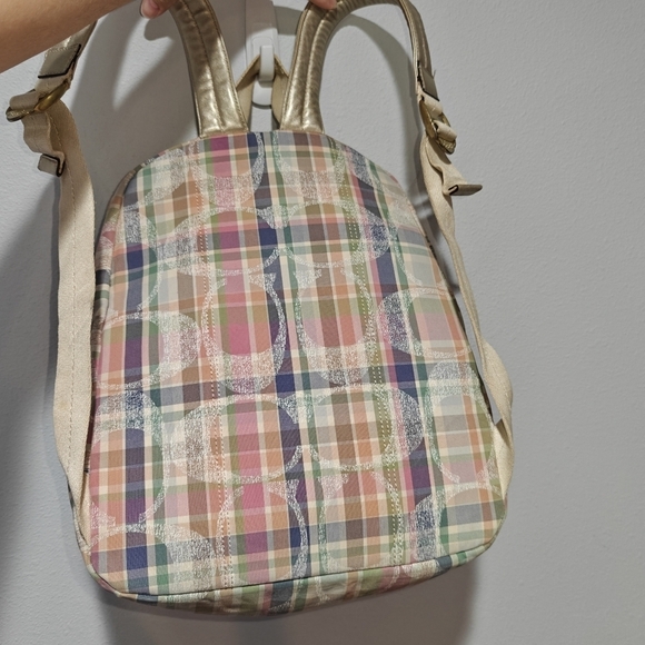 Y2K Coach Poppy Backpack Coach Signature Poppy Madras Full Size Vintage main image 15